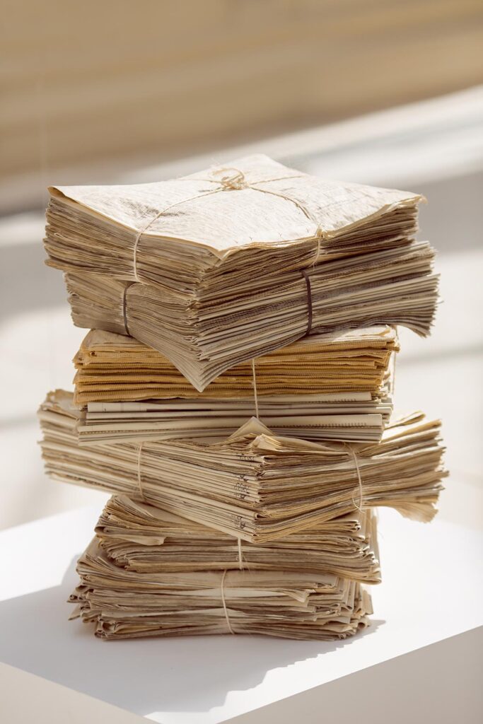 Stack of old newspapers