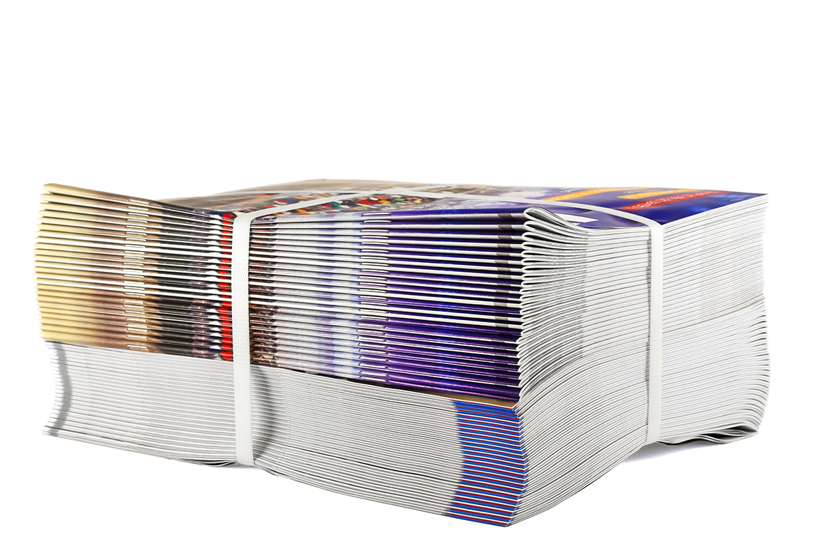Pile of bundled magazines